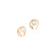 Boucles d'oreilles perles blanches et or jaune en forme semi-ouverte