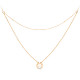 Collier deux rangs perle blanche et or jaune en forme semi-ouverte