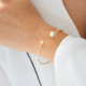 Bracelet jonc semi-ouvert perle blanche et or jaune de la collection Poéma