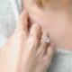 Elsa Lee Paris sterling silver ring with one round cut Cubic Zirconia centerpiece circled by a crown of cubics Zirconia