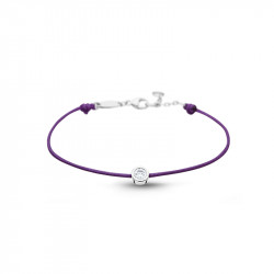 Bracelet Clear Spirit Elsa Lee Paris, oxyde de Zirconium serti clos sur cordon ciré violet