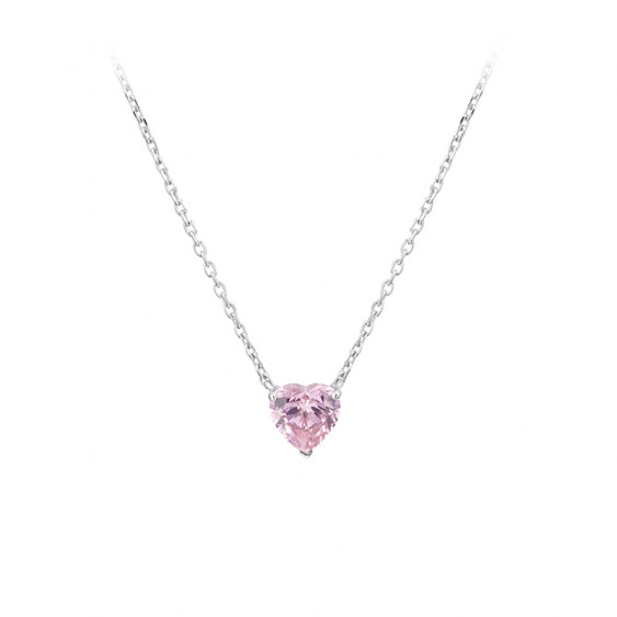 Elsa Lee Paris sterling silver necklace - one claws set heart shaped Cubic Zirconia 