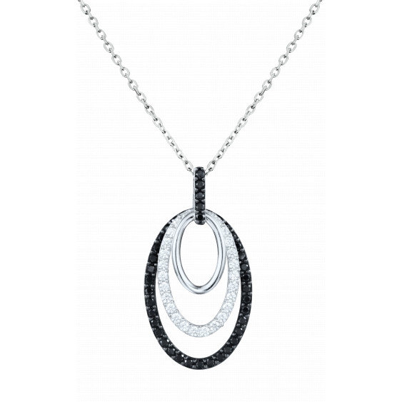Collier Elsa Lee Paris en argent 925, motif Spirales trois rangs recouverts d'oxydes de Zirconium noirs et blancs