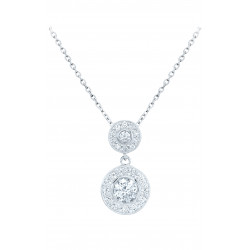 Collier double pendentif rond en argent serti clos collection Versailles par Elsa Lee