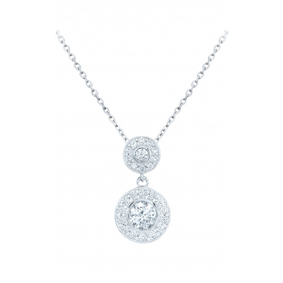 Collier double pendentif rond en argent serti clos collection Versailles par Elsa Lee