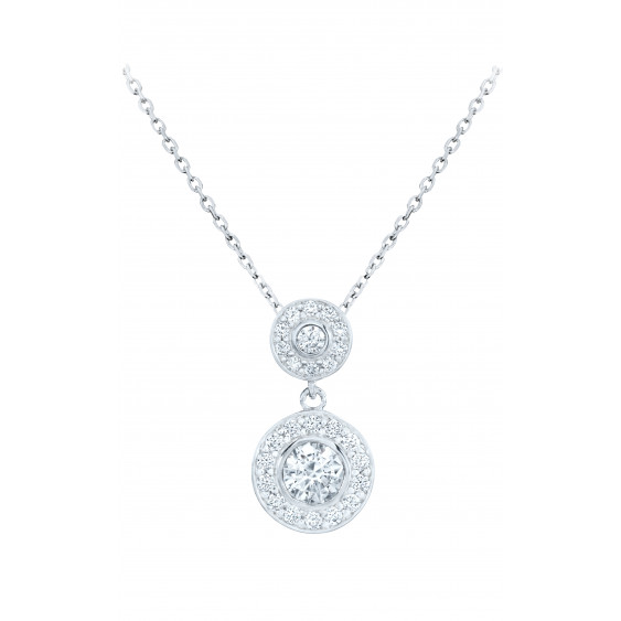 Collier double pendentif rond en argent serti clos collection Versailles par Elsa Lee