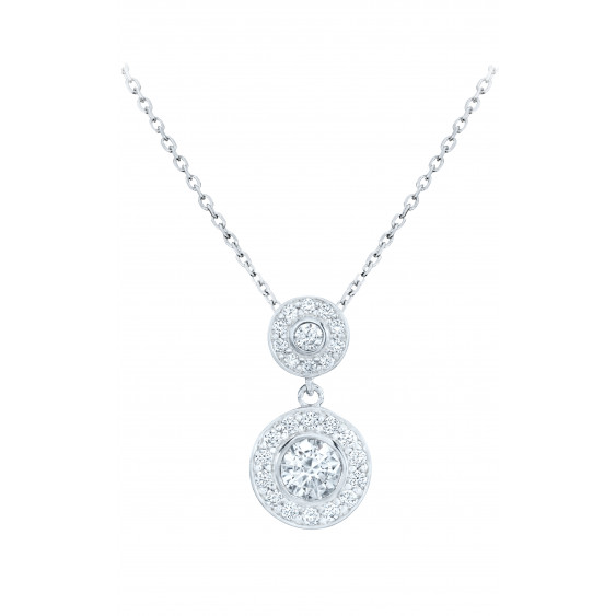Elsa Lee Paris fine 925 sterling silver necklace - one claws set diamond cut Cubic Zirconia and its crown of sparkling stones