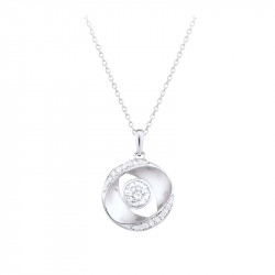 Circle sterling silver 925 necklace and cubics zirconia