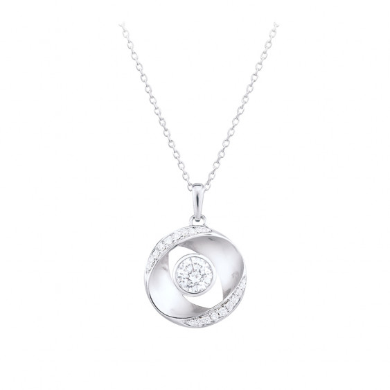 Collier Cercle en argent rhodié et oxydes de zirconium