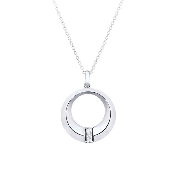 Circle sterling silver 925 necklace and cubics zirconia