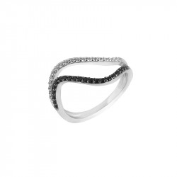 Black and white double row ring from the Tradition collection