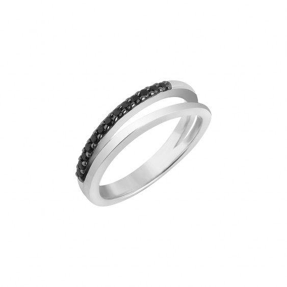 Black and white double row ring from the Tradition collection