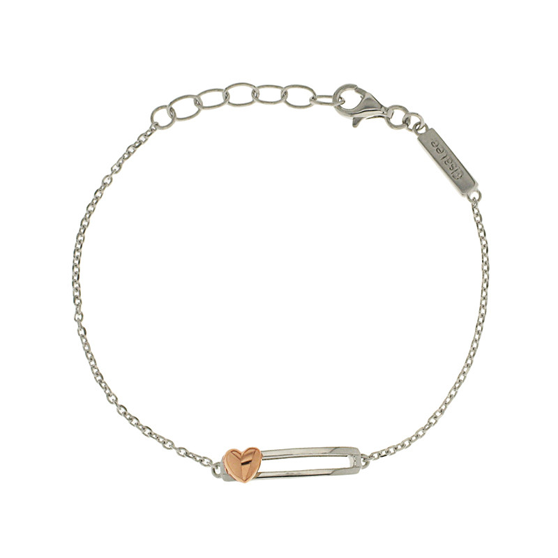 Silver and rose gold heart bracelet by Elsa Lee Paris