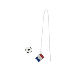 Boucles d'oreilles football et drapeau français en argent pour femme