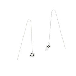 Silver football and French flag earrings for women