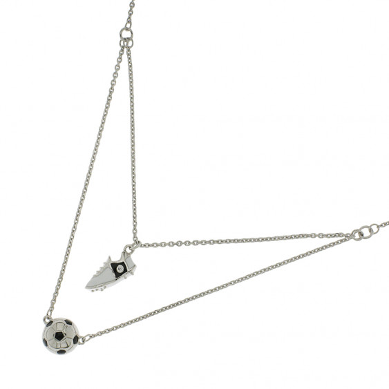 collier football et drapeau français en argent pour femme