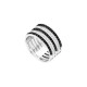 Bague Elsa Lee Paris en Argent 925 avec 5 rangs pavés d'oxydes de Zirconium blancs et noirs