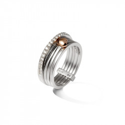 Bague Elsa Lee Paris en "Argent 925" - coeur Rhodiage couleur rose, branche 17 oxydes de Zirconium 0,34ct