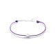 Elsa Lee Paris - Bracelet Clear Spirit, argent 925 rhodié sur cordon en coton ciré violet. - 1 oxyde de Zirconium 0,44ct serti c