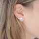 Boucles d'oreilles perles blanches graphiques en argent de la collection Lorelei