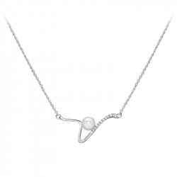 Collier perle blanche en argent de la collection Lorelei