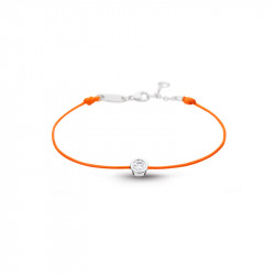 Bracelet Clear Spirit Elsa Lee Paris, oxyde de Zirconium serti clos sur cordon ciré orange