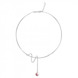 Collier jonc en perle rose et argent 925 de la collection La Vie en Rose