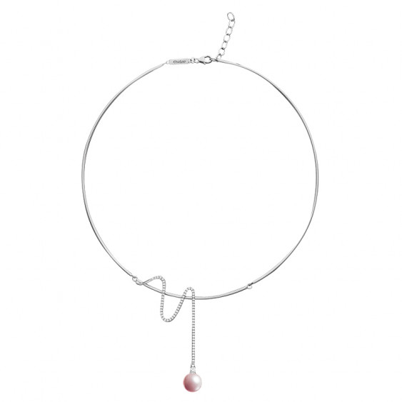 Collier jonc en perle rose et argent 925 de la collection La Vie en Rose