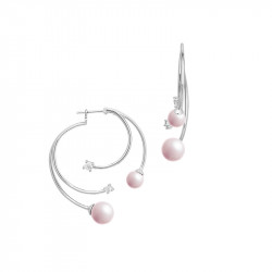 Boucles d'oreilles ear jacket perles roses et argent 925 de la collection La Vie en Rose