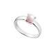 Bague argent rhodié et perle rose sertie, collection La Vie en Rose