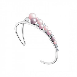 Bracelet perles roses mauves violettes - Bracelet jonc argent perles roses par Elsa Lee Paris 