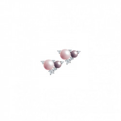 Elsa Lee Paris silver earrings, Life in Pink collection, with pink pearls and Cubic Zirconia