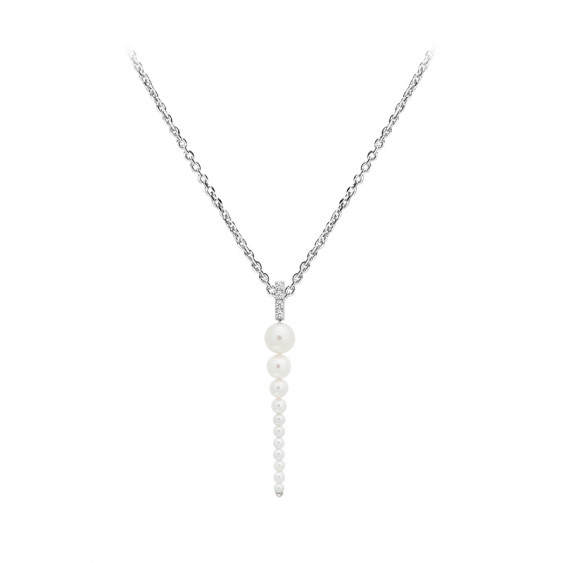 Collier en perles blanches et argent de la collection Pureté Cascade