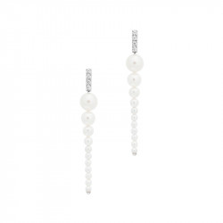 Boucles d'oreilles en perles blanches et argent de la collection Pureté Cascade