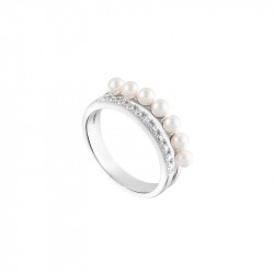 Bague en perles blanches et argent de la collection Pureté Cascade