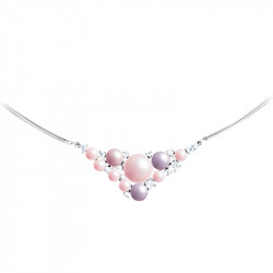 Collier rigide Elsa Lee Paris, collection La Vie en Rose, motif voie lactée en triangle avec perles et oxydes de Zirconium