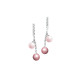 Elsa Lee Paris silver dangling earrings with pink pearls and Cubic Zirconia