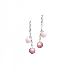 Elsa Lee Paris silver dangling earrings with pink pearls and Cubic Zirconia