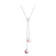 Elsa Lee Paris sterling silver necklace, dangling pink pearls with Cubic Zirconia centerpiece