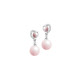 Elsa Lee Paris silver earrings, with dangling pink pearls surrounded by Cubic Zirconia