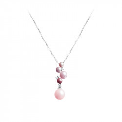 Collier Elsa Lee Paris, collection La Vie en Rose, en argent massif, Zirconia et perles tons roses