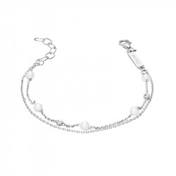 Bracelet double rang en argent et perles blanches de la collection Pureté