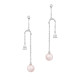 Boucles d'oreilles longues, perles roses et zirconium taille poire, argent 925