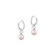 Boucles d'oreilles créoles, perles roses et zirconium taille poire, argent 925