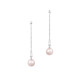 Dangling silver chain earrings with powder pink pearls by Elsa Lee Paris 