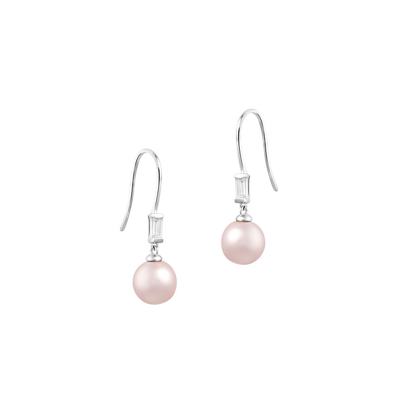 Boucles d'Oreilles Enfant Argent Massif 925 Fleur Strass Rose Deux