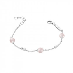 Bracelet perles roses en argent, fin et délicat par Elsa Lee Paris 