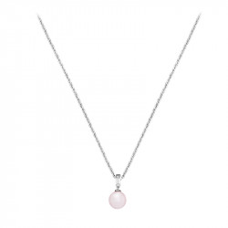 Soft pink pearl necklace in 925 silver by Elsa Lee Paris. Fall for this elegant and classic design