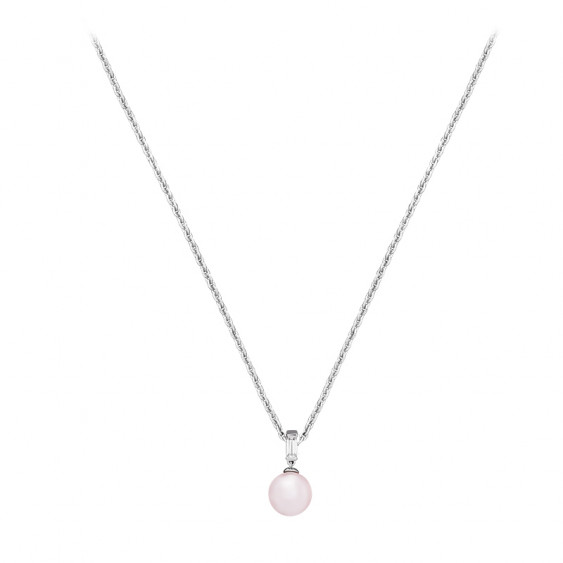 Collier perle rose en argent par Elsa Lee Paris. Craquez pour l'élégance et la douceur de la perle rose