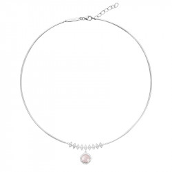 Collier jonc perle rose et losanges en argent 925 par Elsa Lee